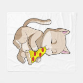 Cat with Pizza Fleecedecke (Vorderseite (Horizontal))