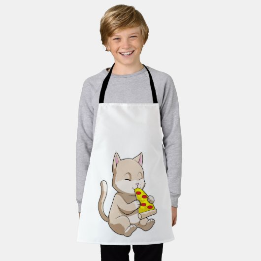 Cat with Pizza Schürze (Getragen)