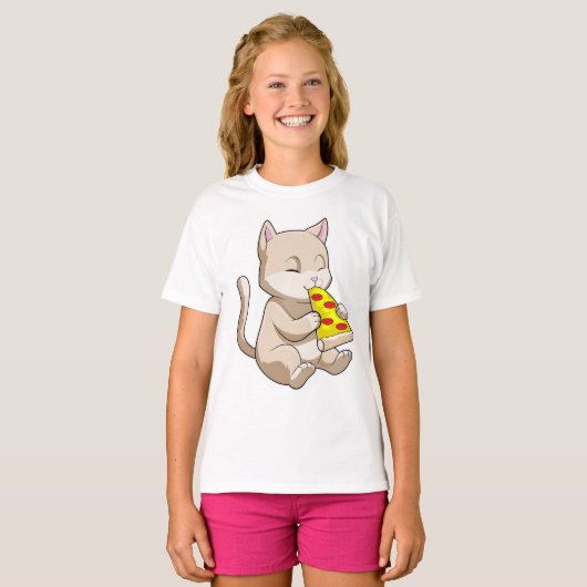 Cat with Pizza T-Shirt (Vorne ganz)