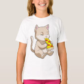 Cat with Pizza T-Shirt (Vorderseite)