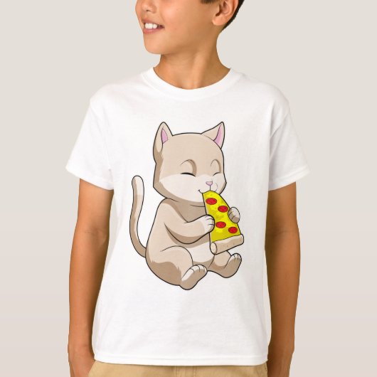 Cat with Pizza T-Shirt (Vorderseite)