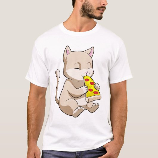 Cat with Pizza T-Shirt (Vorderseite)
