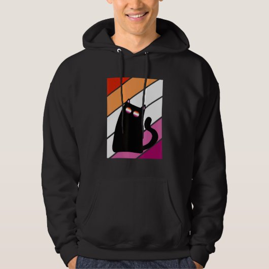 Cat With Pride Lesbian Flag LGBTQ Proud Ally Pride Hoodie (Vorderseite)