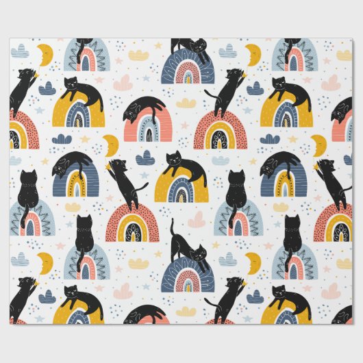 Cat With Rainbow Pattern Design Geschenkpapier (Flach)