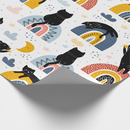 Cat With Rainbow Pattern Design Geschenkpapier (Ecke)