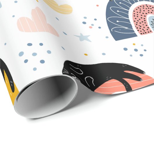Cat With Rainbow Pattern Design Geschenkpapier (Rolleneckpunkt)