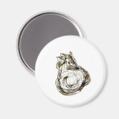 Cat with Red Bird Dry Brush Drawing Art Magnet (Vorderseite/Rückseite)