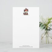 Cat with Red Hearts Cute and Fun Briefpapier (Stehend Vorderseite)