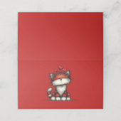 Cat with Red Hearts Cute and Fun Platzkarte (Außenseite Aufgefaltet)