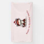 Cat with Red Love Hearts Cute and Fun Birthday Banner (Vertikal)