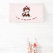 Cat with Red Love Hearts Cute and Fun Birthday Banner (InSitu)