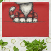 Cat with Red Love Hearts Cute and Funny Geschirrtuch (Gefaltet)