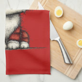 Cat with Red Love Hearts Cute and Funny Geschirrtuch (Viertel Falte)