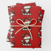 Cat with Red Love Hearts Cute and Funny Pattern Geschenkpapier Set (Beispiel)