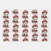 Cat with Red Love Hearts Cute and Funny Pattern Geschenkpapier Set (Vorderseite)