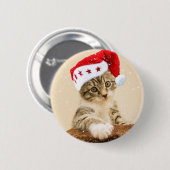 Cat with santa cap button (Vorne & Hinten)