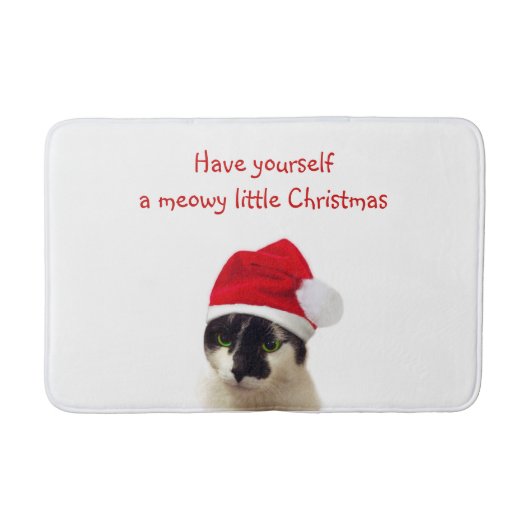 Cat with Santa’s Hat Badematte (Vorderseite)