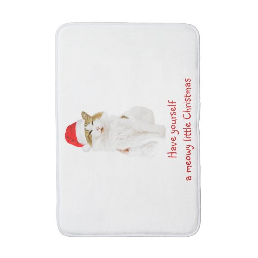 Cat with Santa’s Hat Badematte (Vorderseite Vertikal)
