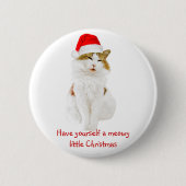 Cat with Santa’s Hat Button (Vorderseite)