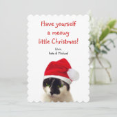 Cat with Santa’s Hat Feiertagskarte (Stehend Vorderseite)