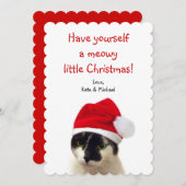 Cat with Santa’s Hat Feiertagskarte (Vorne/Hinten)