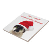 Cat with Santa’s Hat Fliese (Seite)