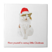 Cat with Santa’s Hat Fliese (Vorderseite)
