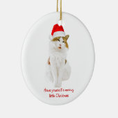 Cat with Santa’s Hat Keramik Ornament (Rechts)