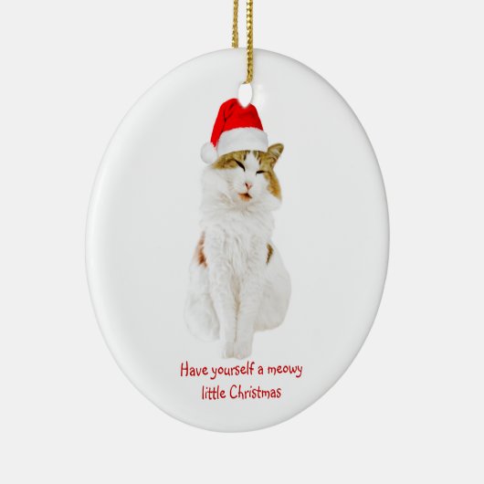 Cat with Santa’s Hat Keramik Ornament (Rechts)