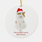 Cat with Santa’s Hat Keramik Ornament (Vorne)