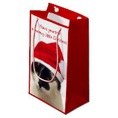 Cat with Santa’s Hat Kleine Geschenktüte (Vorderseite Schrägansicht)