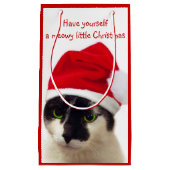 Cat with Santa’s Hat Kleine Geschenktüte (Vorderseite)
