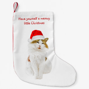 Cat with Santa’s Hat Kleiner Weihnachtsstrumpf