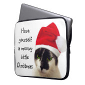 Cat with Santa’s Hat Laptopschutzhülle (Vorderseite Links)