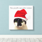 Cat with Santa’s Hat Leinwanddruck (Insitu (Holzboden))