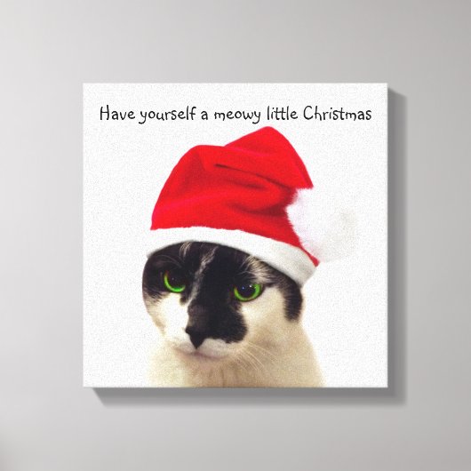 Cat with Santa’s Hat Leinwanddruck (Vorderseite)