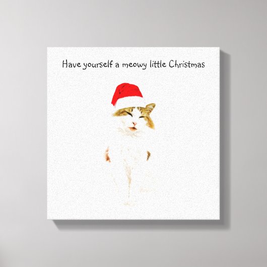 Cat with Santa’s Hat Leinwanddruck (Vorderseite)
