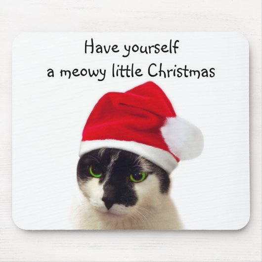 Cat with Santa’s Hat Mousepad (Vorne)