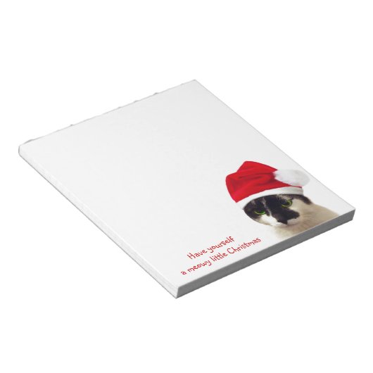 Cat with Santa’s Hat Notizblock (angewinkelt)