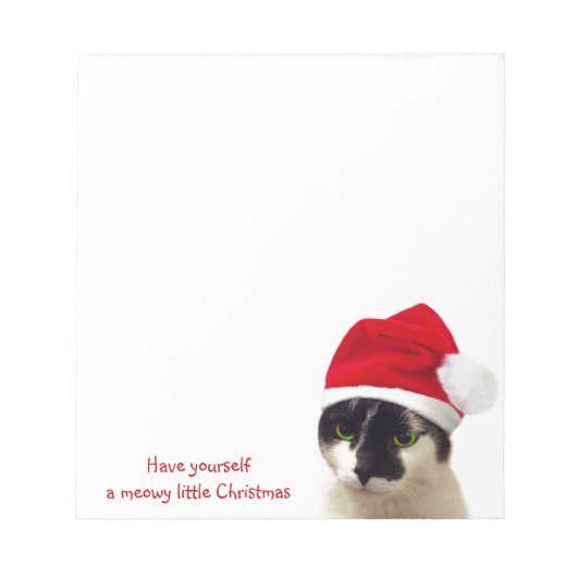 Cat with Santa’s Hat Notizblock (Vorderseite)