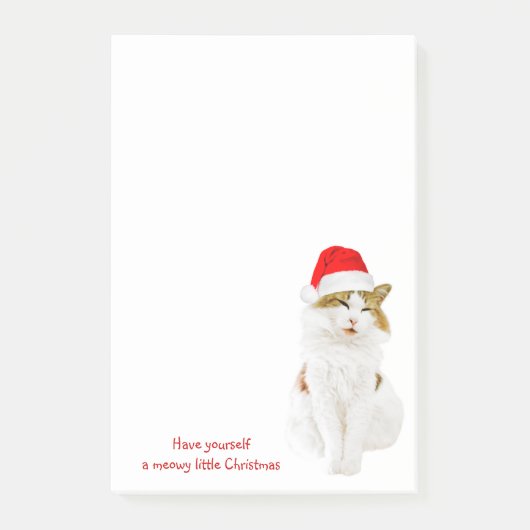 Cat with Santa’s Hat Post-it Klebezettel (Vorderseite)