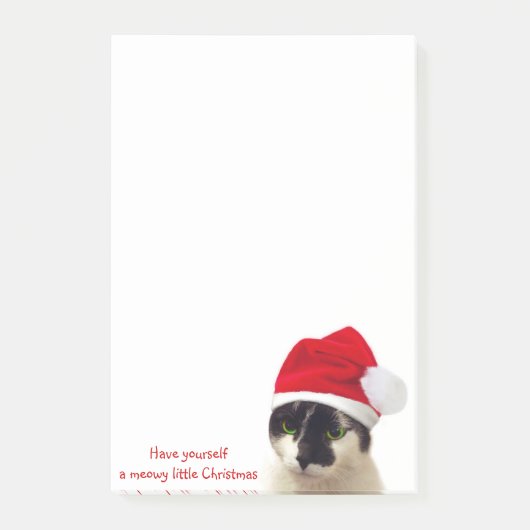 Cat with Santa’s Hat Post-it Klebezettel (Vorderseite)