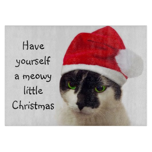 Cat with Santa’s Hat Schneidebrett (Vorderseite)