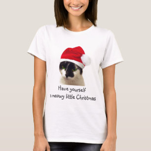 Cat with Santa’s Hat T-Shirt