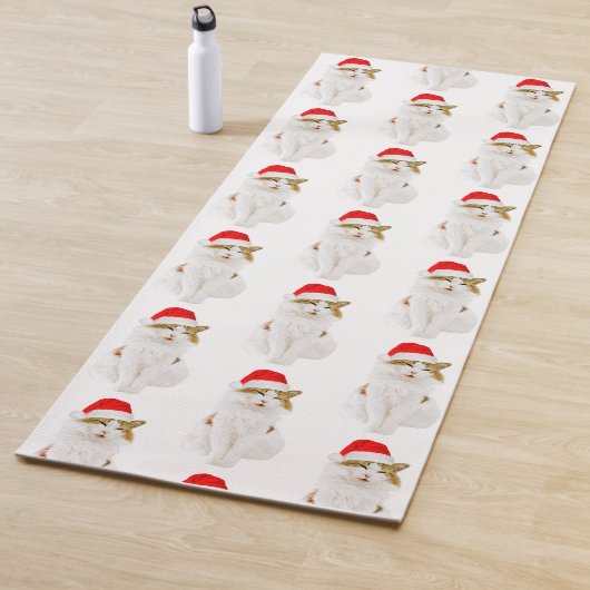 Cat with Santa’s Hat Yogamatte (Beispiel)