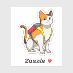 Cat with Satchel Aufkleber