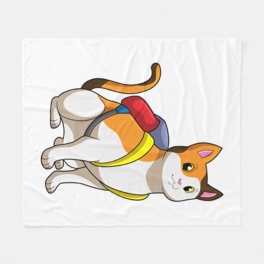 Cat with Satchel Fleecedecke (Vorderseite (Horizontal))