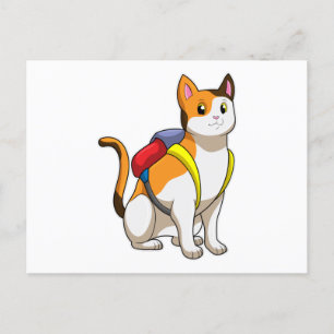 Cat with Satchel Postkarte