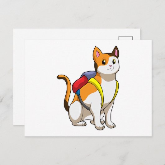 Cat with Satchel Postkarte (Vorne/Hinten)