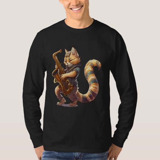 Cat with saxophone 1 T-Shirt (Vorderseite)